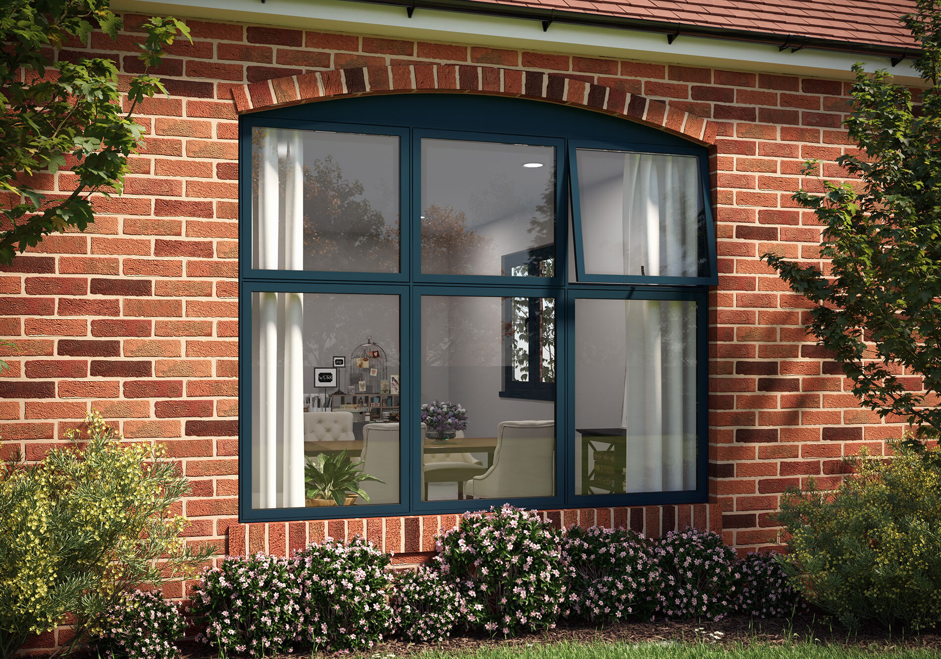 AluK-58BW-Flush-3-3 3 panel Aluk aluminium window